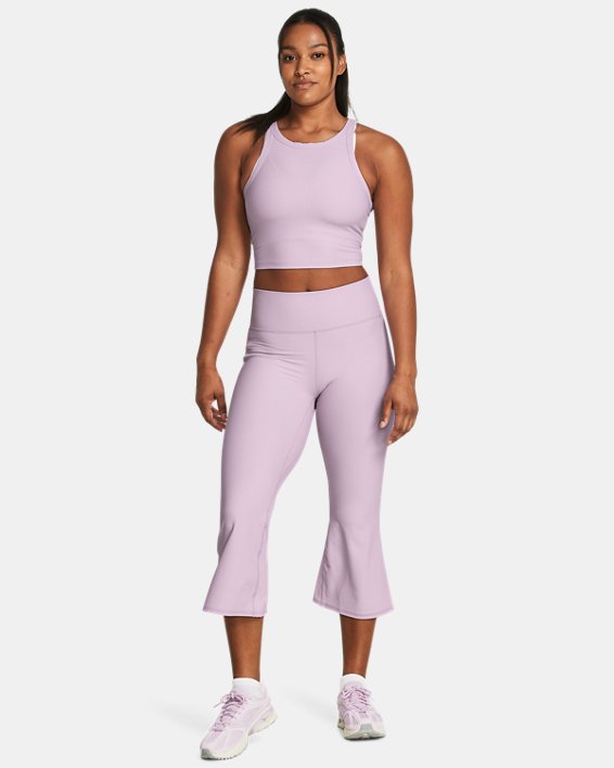 กางเกงขาบานทรงคร็อป UA Meridian Rib สำหรับผู้หญิง in Purple image number 2
